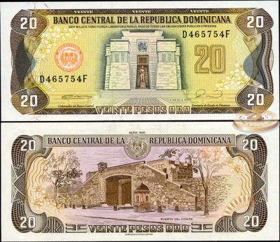 Доминиканская республика. 20 песо (Unc) 1990