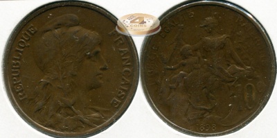 Франция. 10 центимов. 1898 (XF)