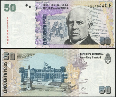 Аргентина. Банкнота 50 песо. ND(2011). Unc. Бумага. Кат.# P.356 [Serie F]