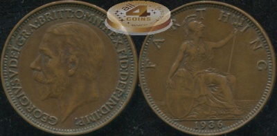 Великобритания. 1 фартинг. 1936. (XF+)
