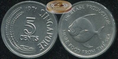 Сингапур. 5 центов. 1971 (Unc)