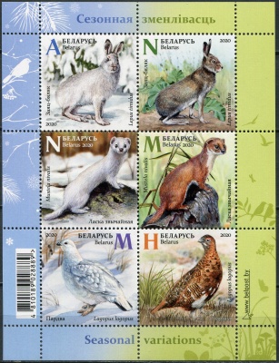 Беларусь. 2020. Животные зимой и летом (Почтовый блок. MNH OG)