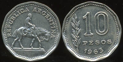 Аргентина. 10 песо. 1963