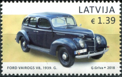 Латвия. 2018. Ford Vairogs V8 (1939) (Почтовая марка. MNH OG)