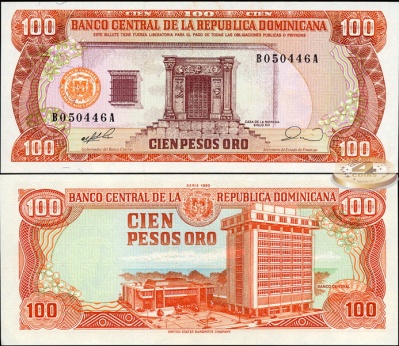 Доминиканская республика. 100 песо (Unc) 1990