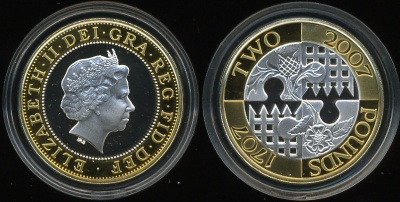 Великобритания. 2 фунта. 2007 (Серебро с позолотой)