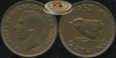 Великобритания. 1 фартинг. 1952. (XF)