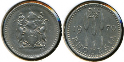 Родезия. 2 1/2 цента. 1970