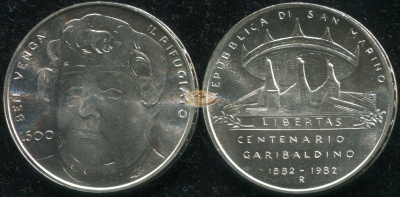 Сан-Марино. 500 лир. 1982 (Unc. Серебро)