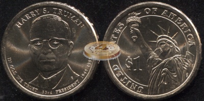 США. Монета 1 доллар. 2015.P (KM#606. Unc) Гарри Трумэн [33-й президент]