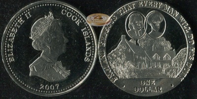 О-ва Кука. 1 доллар. 2007 (Prooflike)