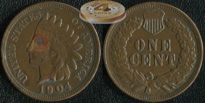 США. 1 цент. 1904 (XF+)