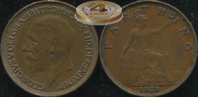Великобритания. 1 фартинг. 1929. (XF)