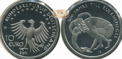 Германия. 10 евро. 2011.D (Proof-Like)