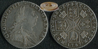 Великобритания. 1 шиллинг. 1787 (VF+. Серебро)