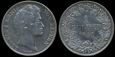 Германия (Бавария). 1 гульден.1841 (Unc. Серебро)
