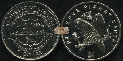 Либерия. 1 доллар. 1996 (Unc)