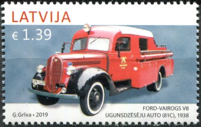 Латвия. 2019. Грузовик Ford Vairogs V8 (1938) (Почтовая марка. MNH OG)