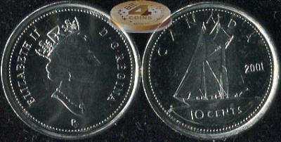 Канада. 10 центов. 2001 (Unc)