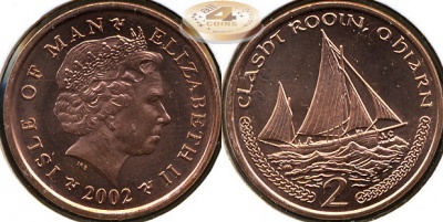 Остров Мэн. 2 пенса. 2002 (Unc)