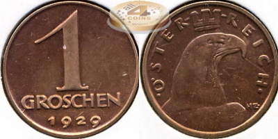 Австрия. 1 грошен. 1929 (Unc)