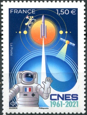 Франция. 2021. 60-летие CNES (Национальное космическое агентство Франции) (Почтовая марка. MNH OG)