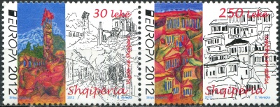 Албания. 2012. Туристические достопримечательности (Сцепка. MNH OG)