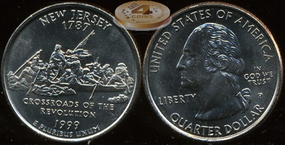 США. Квотер (25 центов). 1999.P (Unc) Нью Джерси