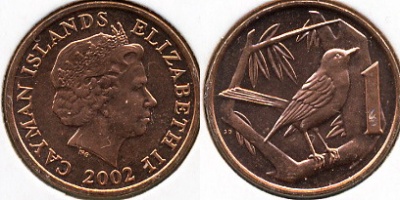 Каймановы о-ва. 1 цент. 2002 (Unc)