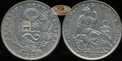 Перу. 1/2 соля. 1929 (aXF. Серебро)
