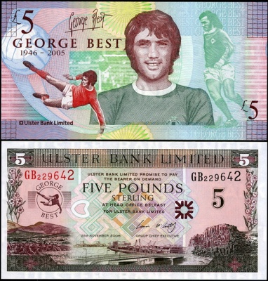 Ирландия (Ольстер). 5 фунтов (Джордж Бест) (Unc. буклет)