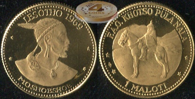 Лесото. 1 малоти. 1969 (Proof. Золото)