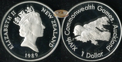 Новая Зеландия. 1 доллар. 1989 (Proof. Серебро)