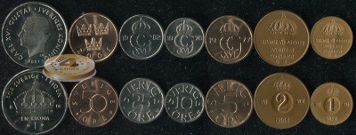 Швеция. Набор №1 (7 монет) 1970-2007