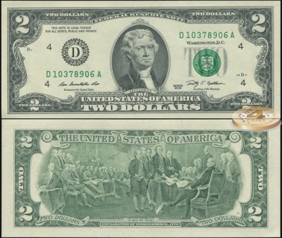 США. 2 доллара (Unc) 2009.D