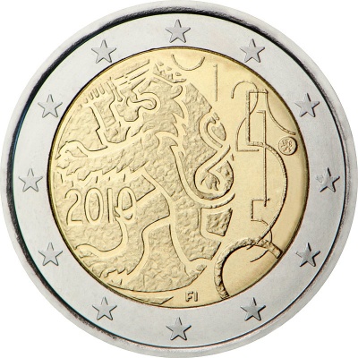 Финляндия. 2 евро. 2010 (Unc. Биметалл) 150-летие введения в обращение Финской Марки