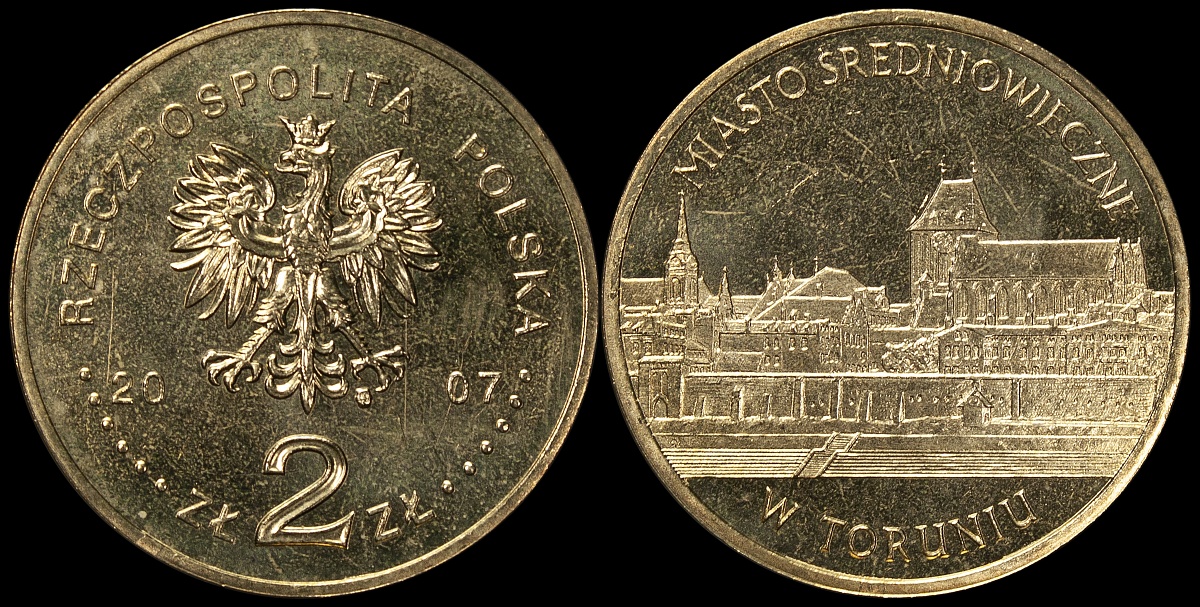 Польша. 2 злотых. 2007 (Unc) Средневековый город Торунь