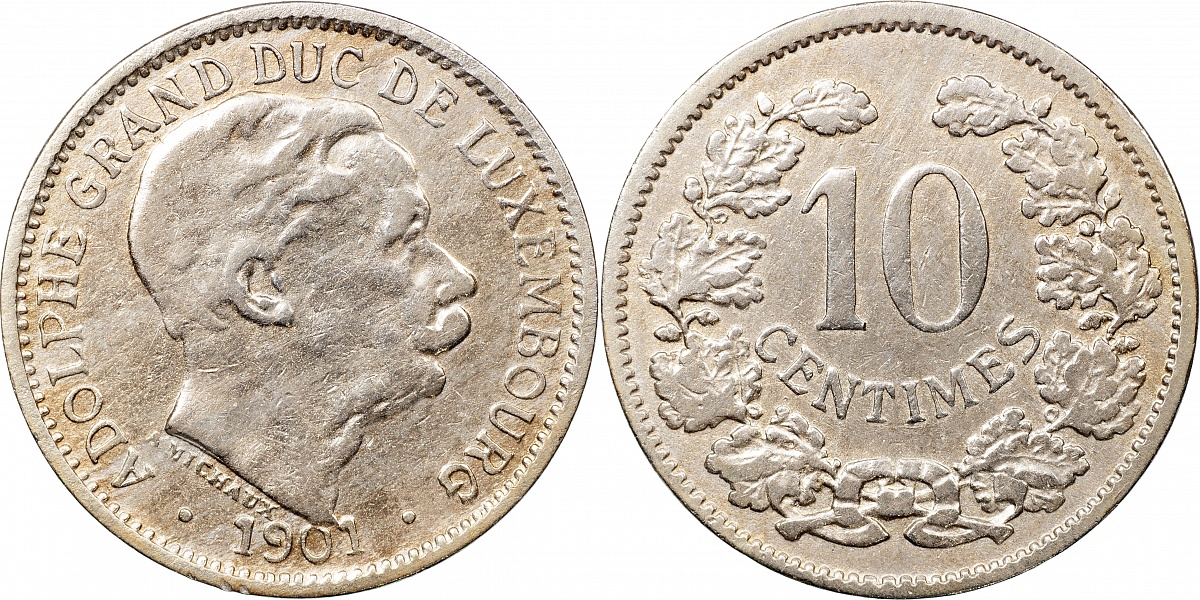 Люксембург. Монета 10 сантимов. 1901 (KM#25. VF)