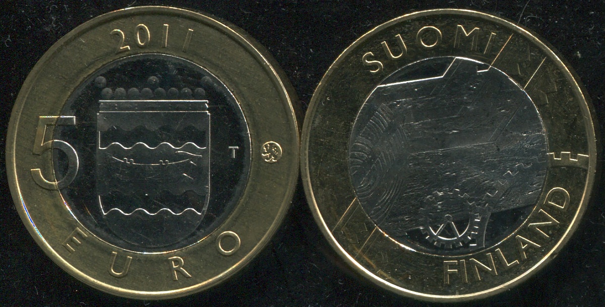 Финляндия. 5 евро. 2011 (Unc. Биметалл) Провинция Уусимаа