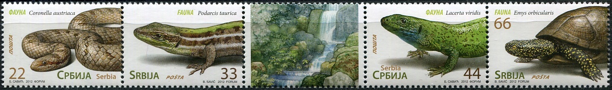 Сербия. 2012. Рептилии (I) (Сцепка. MNH OG)