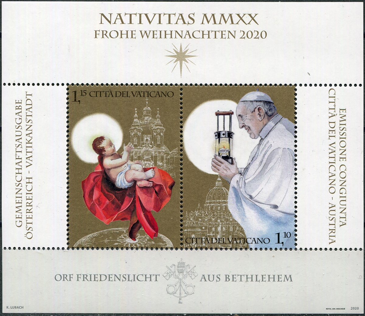 Ватикан. 2020. Рождество (Почтовый блок. MNH OG)